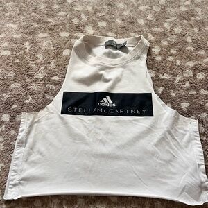 Adidas by Stella McCartney White Cropped Tank with Black Logo Panel